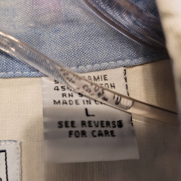 Vintage Bugle Boy Button Up Shirt Greenish Gray Print Adult Large Cotton Blend - Picture 5 of 6